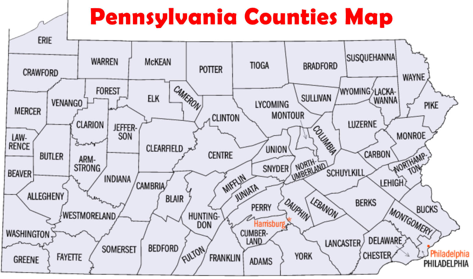 Pennsylvania Counties Map